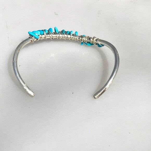 Genuine Sleeping Beauty Turquoise Solid Sterling Silver Cuff Bracelet Handmade - Picture 6 of 16